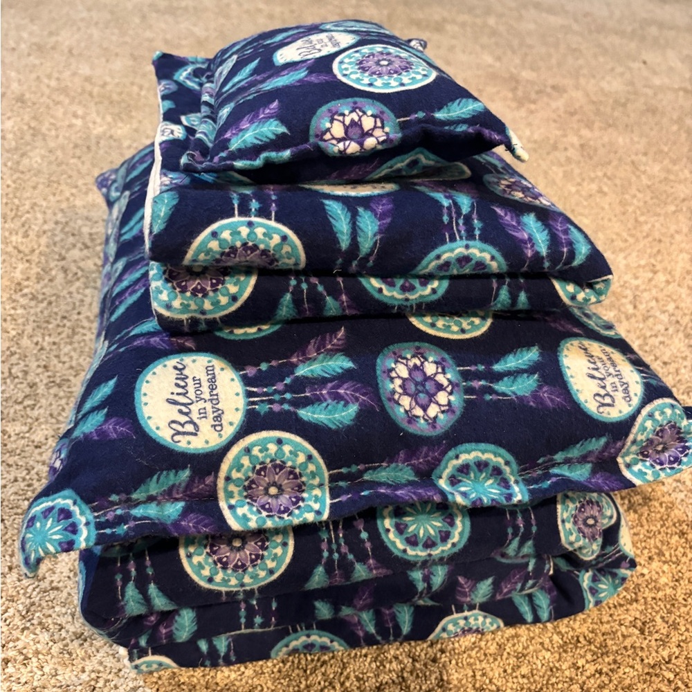 Girls flannel blanket & pillow with matching 18” girl doll blanket & pillow!